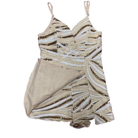 Sequin Split Skirt/Romper faux dress by Luxell.  Size: Medium. - Picture 3 of 7